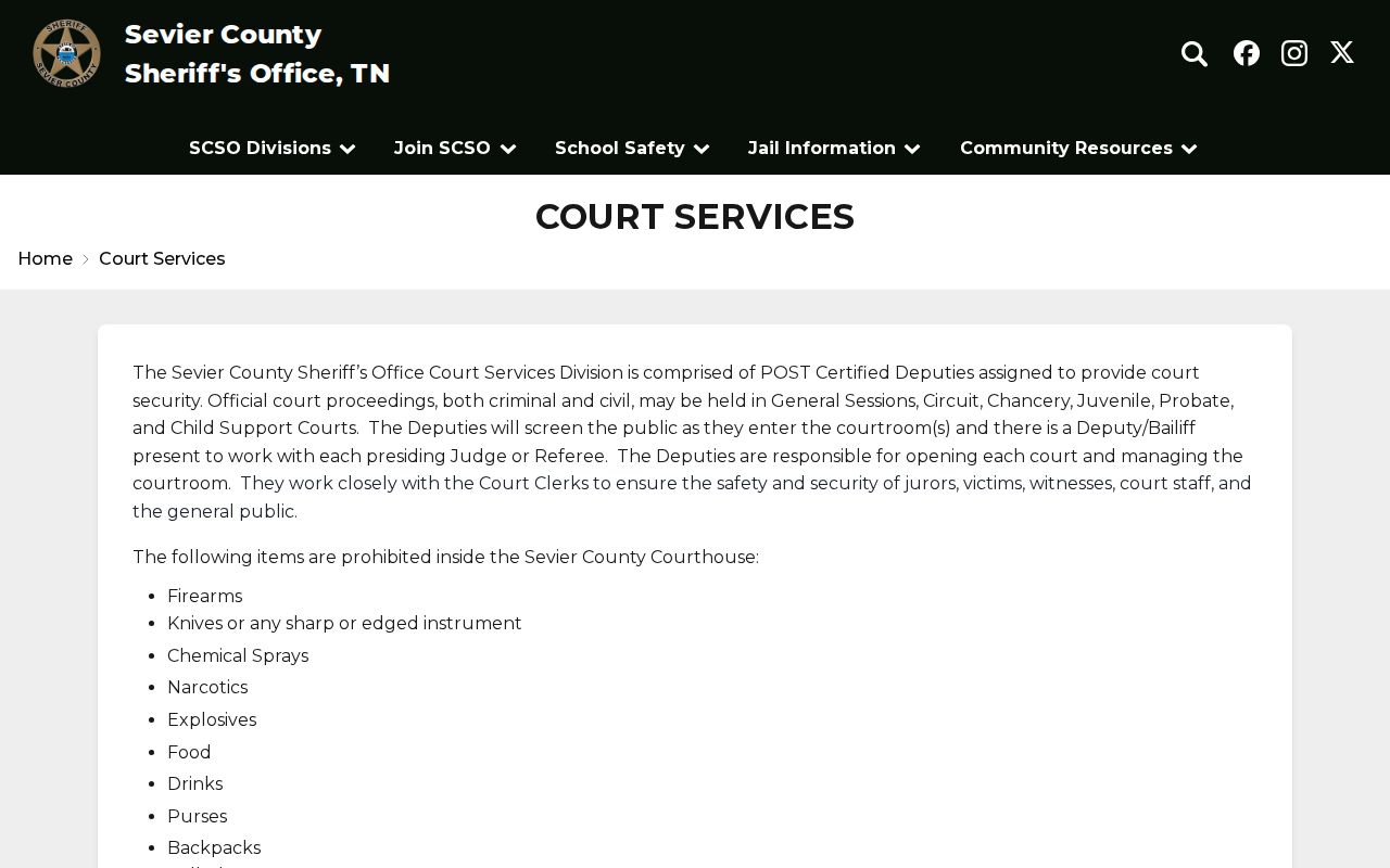 Sevier County warrant search courthouse service and security information