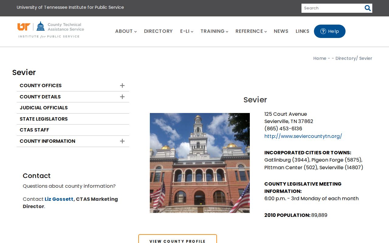 Sevier County warrant search court system and county directory