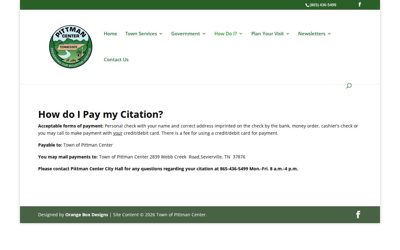 Pittman Center warrant records citation payment options
